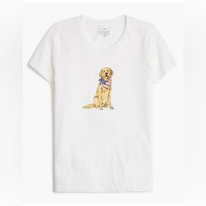 J.Crew Factory Patriotic Dog Graphic Tee White XS Cotton Collector’s Shirt NWT